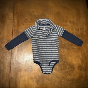 Striped Navy Kids One Piece